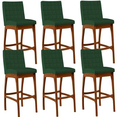 Kit 06 Banquetas Altas Mila Suede Verde Musgo