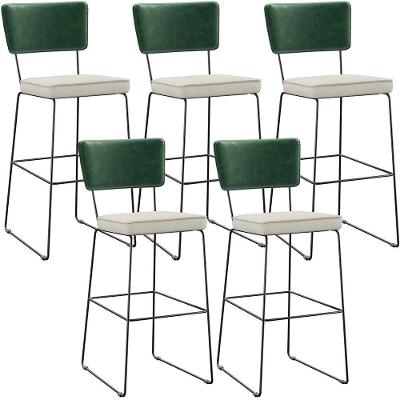 Kit 05 Banquetas Altas Allana L02 Verde Musgo Champagne