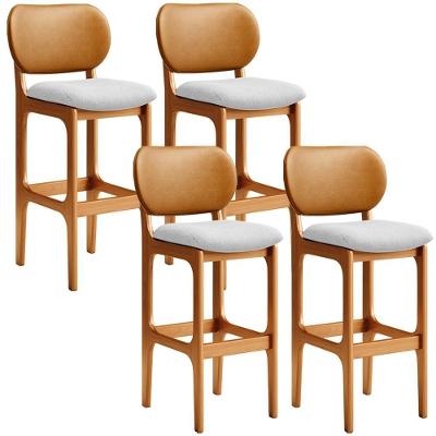 Kit 4 Banquetas Alta Betta Imbuia Whisky Linho Cinza