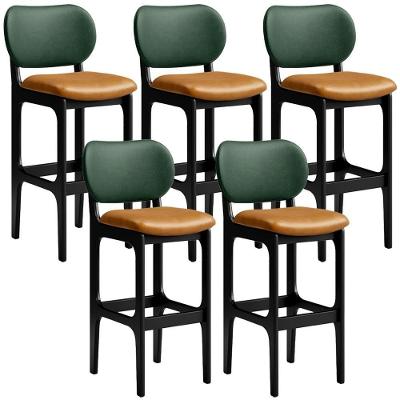 Kit 5 Banquetas Alta Cozinha L02 Preto Verde Whisky