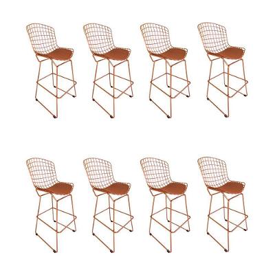 Kit 8 Banquetas Bistrô Bertoia Cobre D60 Com Assento Cobre Cor Marrom