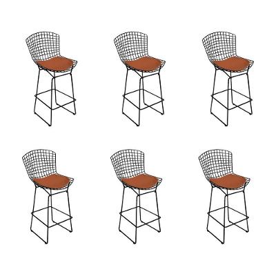 Kit 6 Banquetas Bistrô Bertoia Preta D70 Com Assento Cobre Cor Preto