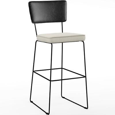Banqueta Alta Cozinha Allana L02 Preto Linho Champagne