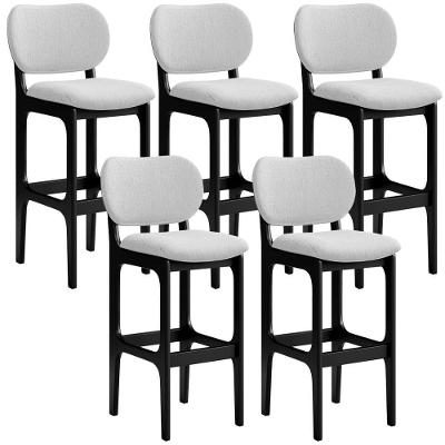 Kit 5 Banquetas Alta Betta Preto Linho Cinza