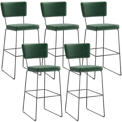 Kit 5 Banquetas Altas Base Em Aço Fixa Facto Verde Musgo