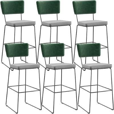Kit 06 Banquetas Altas Allana L02 Verde Musgo Cinza