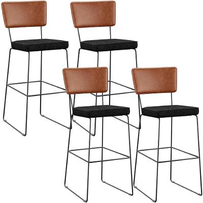 Kit 04 Banquetas Altas Cozinha Camel Linho Chumbo