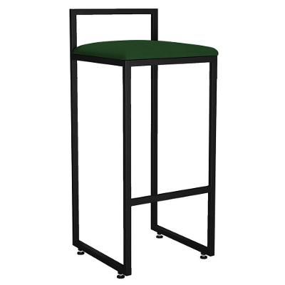 Banqueta Alta Para Cozinha Hanna Preto Suede Verde Musgo
