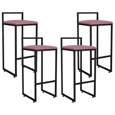 Kit 04 Banquetas Altas Hanna Preto Suede Rosê