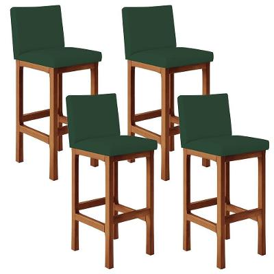 Kit 04 Banquetas Altas Alya Suede Verde Musgo