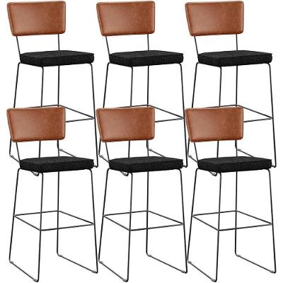 Kit 06 Banquetas Altas Cozinha Camel Linho Chumbo