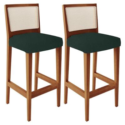 Kit 02 Banquetas Alta Cozinha Branco Zion L02 Verde Musgo