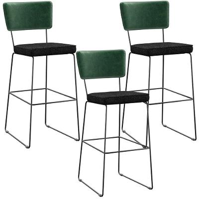 Kit 03 Banquetas Altas Allana L02 Verde Musgo Chumbo