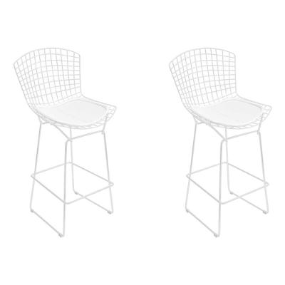 Kit 2 Banquetas Bistrô Bertoia Branca D80 Com Assento Branco Cor Branco