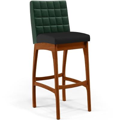 Banqueta Alta Para Cozinha B04 Verde Musgo Preto