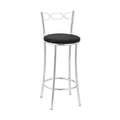 Kit 2 Banquetas Cromadas Assento Espuma D15 Treparoni Preto