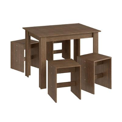 Conjunto Mesa Fixa 4 Banquetas Baixas Ameixa Negra