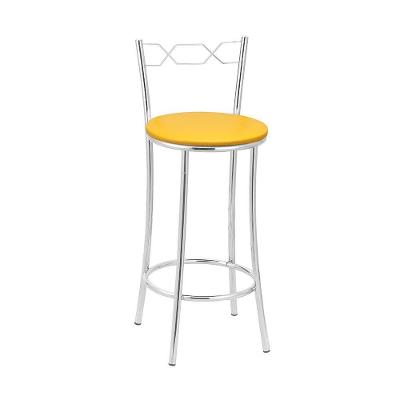 Kit 2 Banquetas Cromadas Assento Espuma D15 Amarelo