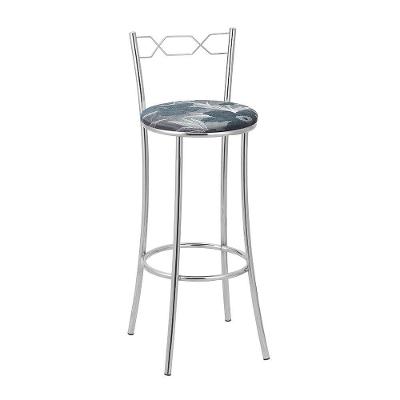 Kit 2 Banquetas Cromadas Assento Espuma D15 Treparoni Azul