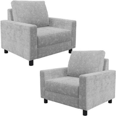Kit 02 Poltronas E Recepção Malta L02 Bouclê Cinza