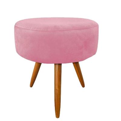 Banqueta Magnus Redondo Rosê Pés Castanho