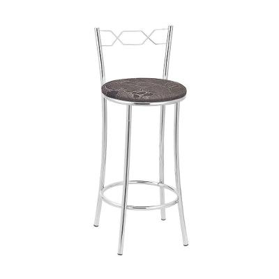 Kit 2 Banquetas Cromadas Assento Espuma D15 Treparoni Marrom