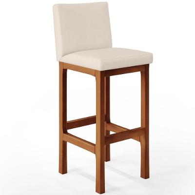 Banqueta Alta Para Cozinha Alya L02 Suede Bege