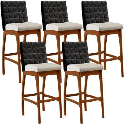 Kit 05 Banquetas Altas B04 Preto Champagne