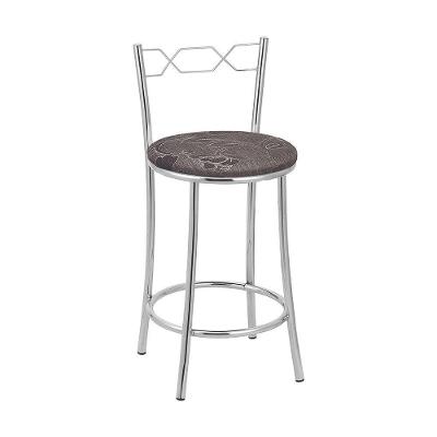 Kit 2 Banquetas Cromadas Assento Espuma D15 Treparoni Marrom