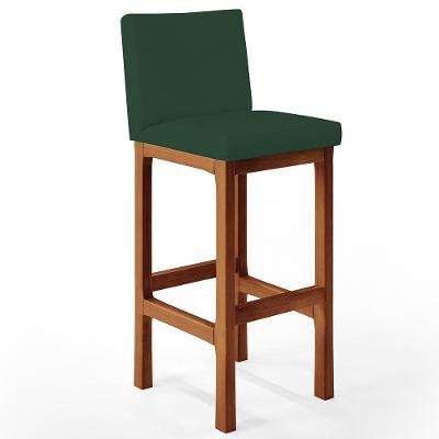 Banqueta Alta Para Cozinha Alya L02 Suede Verde Musgo