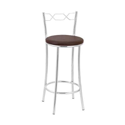 Kit 2 Banquetas Cromadas Assento Espuma D15 Treparoni Marrom