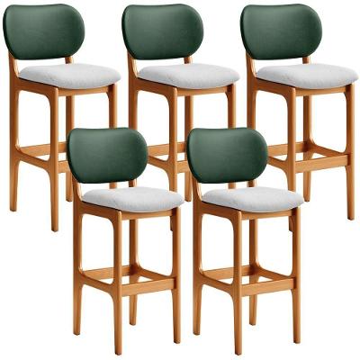 Kit 5 Banquetas Alta Cozinha Betta L02 Imbuia Verde Cinza