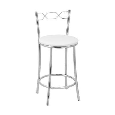 Kit 2 Banquetas Cromadas Assento Espuma D15 Treparoni Branco