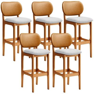 Kit 5 Banquetas Alta Betta Imbuia Whisky Linho Cinza