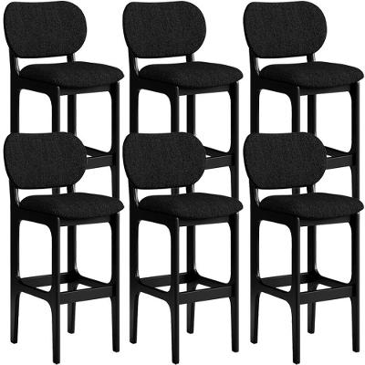 Kit 6 Banquetas Alta Betta Preto Linho Chumbo