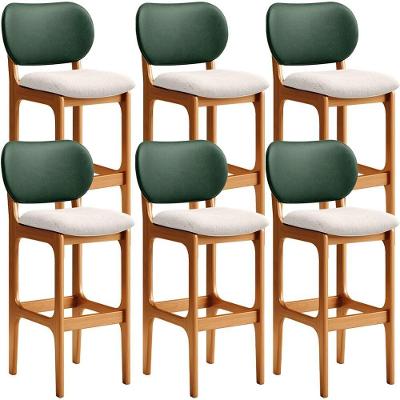 Kit 6 Banquetas Alta Betta Imbuia Facto Verde Linho Cru