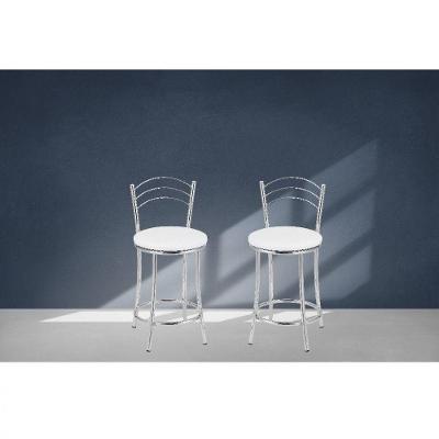 Kit 2 Banquetas Baixas Com Encosto Treparoni Branco