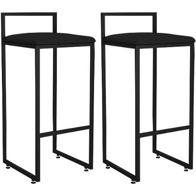 Kit 02 Banquetas Alta Cozinha Hanna L02 Preto Corano Preto