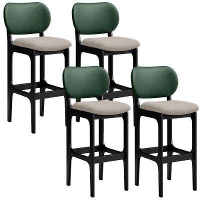 Kit 4 Banquetas Alta Betta Preto Facto Verde Linho Bege
