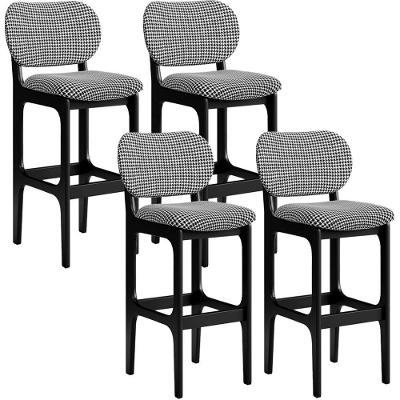 Kit 4 Banquetas Alta Betta Preto Suede Pied Poule