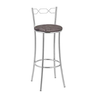 Kit 2 Banquetas Cromadas Espuma D15 Treparoni Marrom
