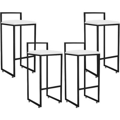 Kit 04 Banquetas Alta Cozinha Hanna L02 Preto Corano Branco