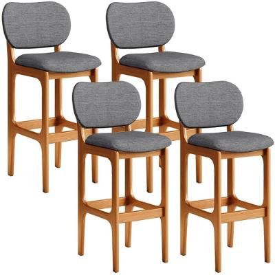 Kit 4 Banquetas Alta Betta Imbuia Linho Cinza Escuro