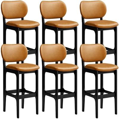 Kit 6 Banquetas Alta Betta Preto Whisky