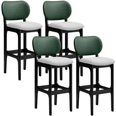 Kit 4 Banquetas Alta Betta Preto Facto Verde Linho Cinza