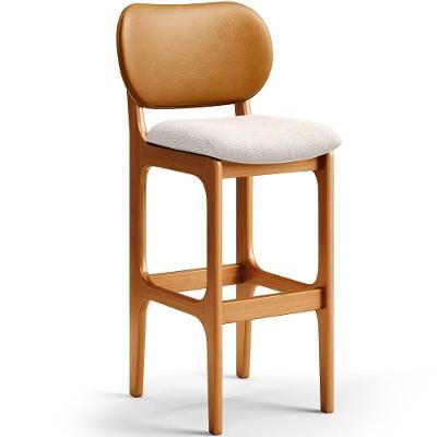 Banqueta Alta Bar Cozinha Betta L02 Imbuia Whisky Linho Cru