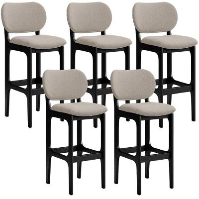 Kit 5 Banquetas Alta Betta Preto Linho Bege