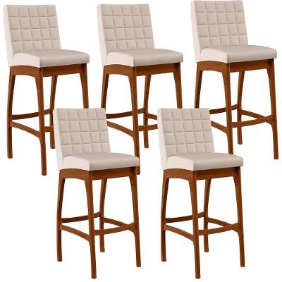 Kit 05 Banquetas Altas Mila Suede Bege