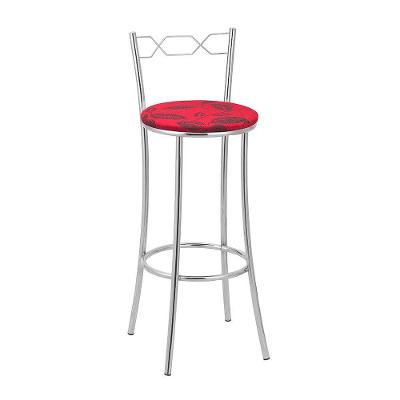 Kit 2 Banquetas Cromadas Assento Espuma D15 Vermelho