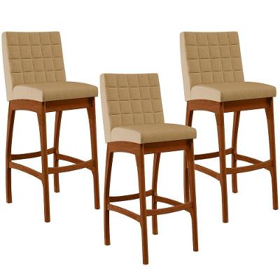 Kit 03 Banquetas Altas Mila Linho Bege Escuro